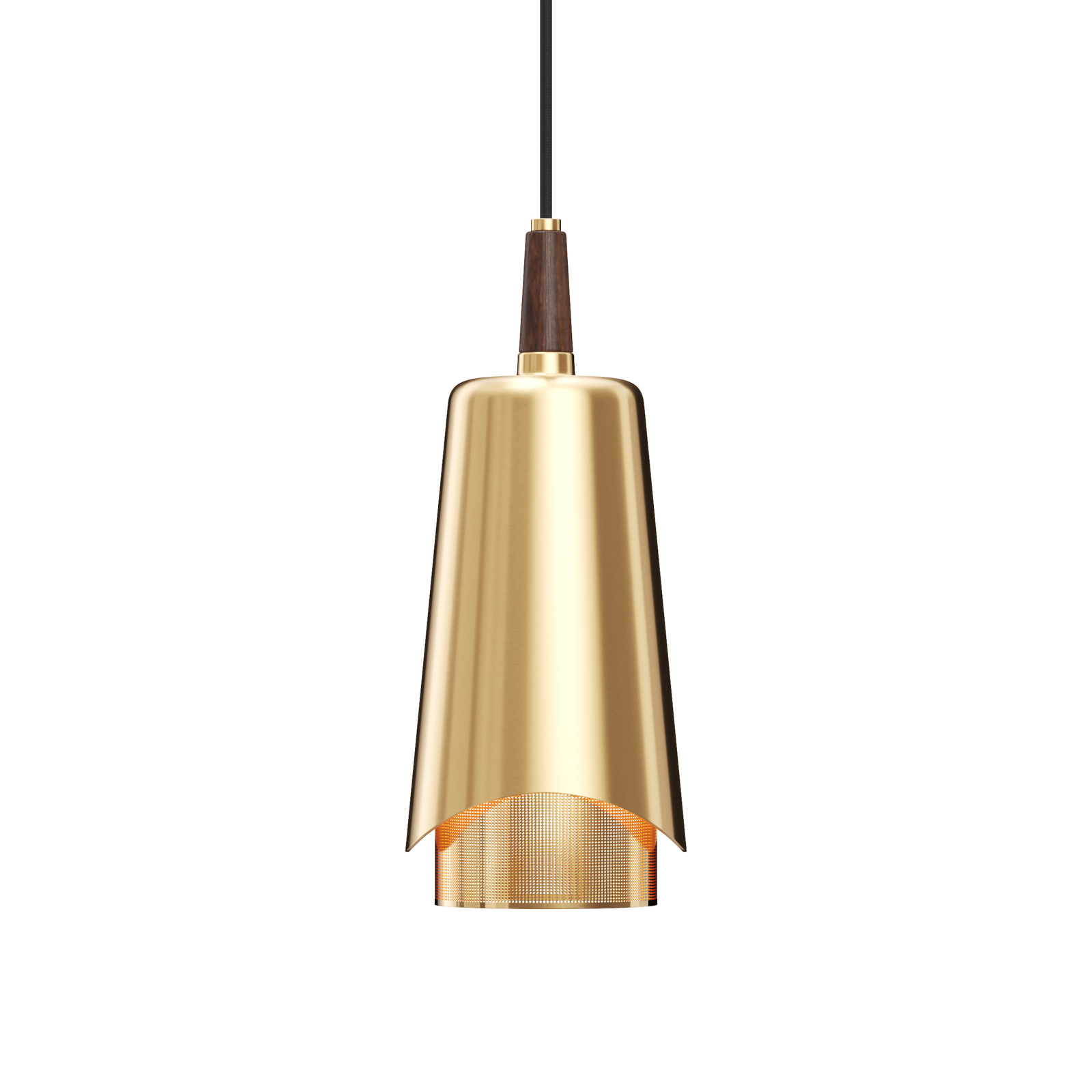 Audo Umanoff pendant light, brass and walnut